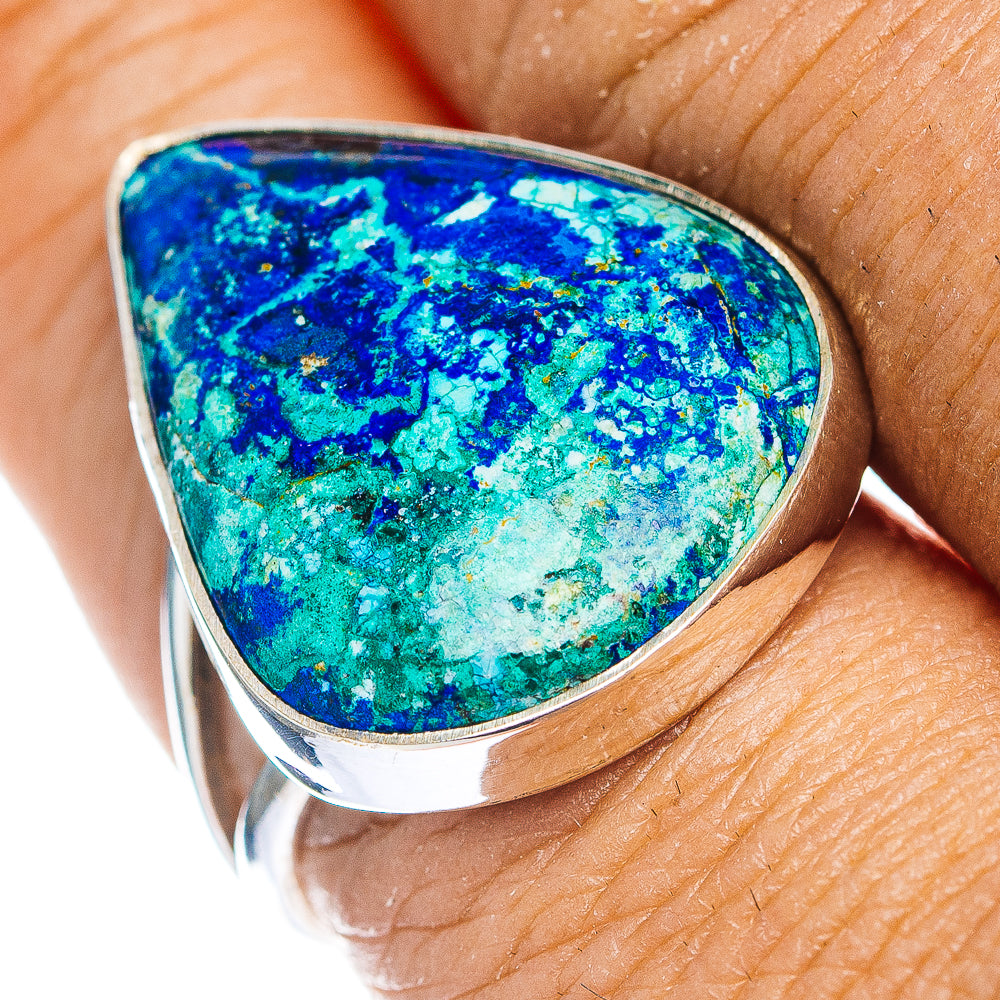 Premium Blue Bird Azurite Ring Size 8.75 (.925 Sterling Silver)