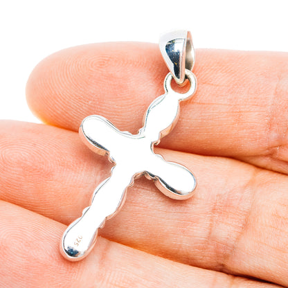 Southwestern Style Mohave Turquoise Cross Pendant 1 5/8" (.925 Sterling Silver)