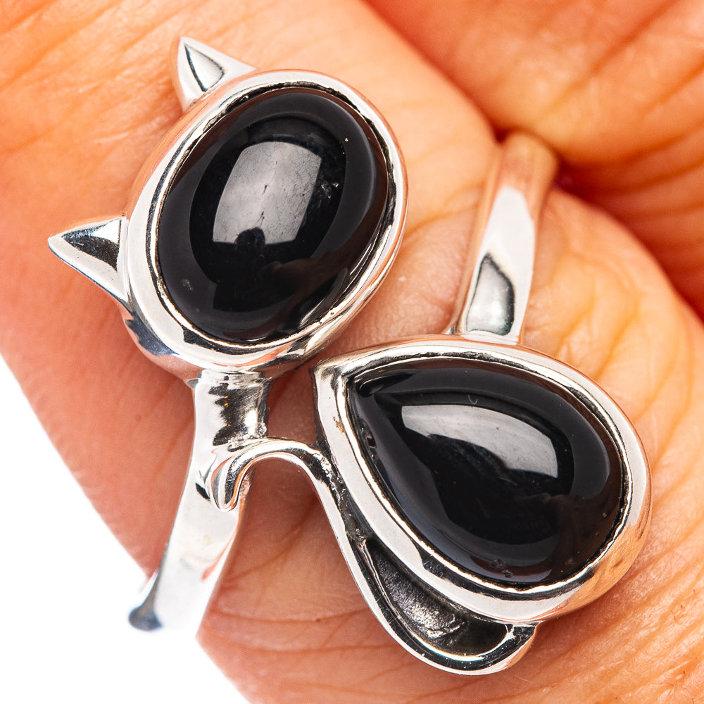 Garnet Cat Ring Size 8.25 (.925 Sterling Silver)
