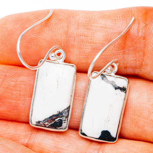 White Buffalo Turquoise Earrings 1 3/8" (.925 Sterling Silver)