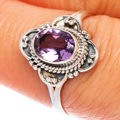 Faceted Amethyst Dainty Ring Size 7.25 (925 Sterling Silver) R1169