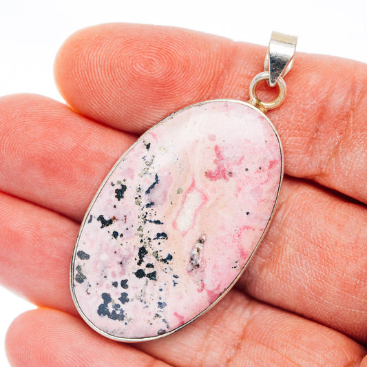 Premium Rhodonite Pendant 2" (.925 Sterling Silver)