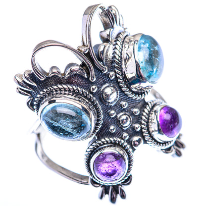 Large Aquamarine, Amethyst 925 Sterling Silver Ring Size 9 (925 Sterling Silver) RING140388