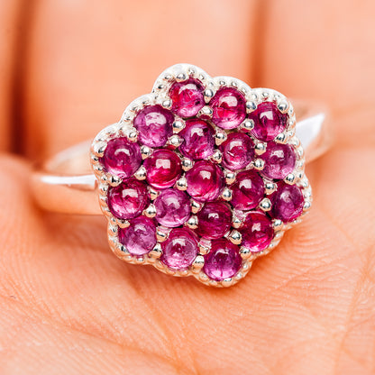 Burmese Ruby Cluster Ring Size 7 (.925 Sterling Silver)