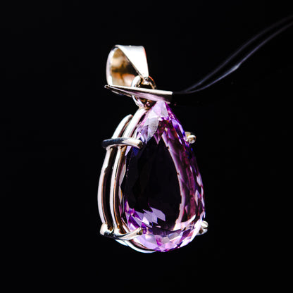17.99ct Faceted Brazilian Amethyst Pendant 1 3/8" (.925 Sterling Silver)