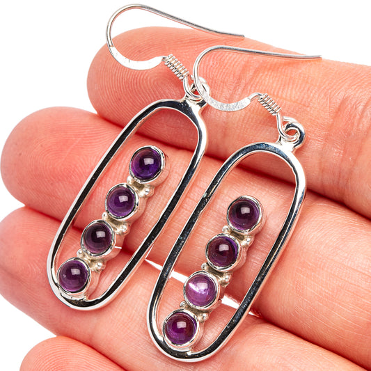 Amethyst 925 Sterling Silver Premium Earrings 1 7/8" (925 Sterling Silver) E2239