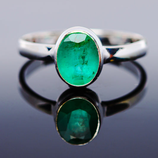 1ct Premium Zambian Emerald Ring Size 10 (.925 Sterling Silver)