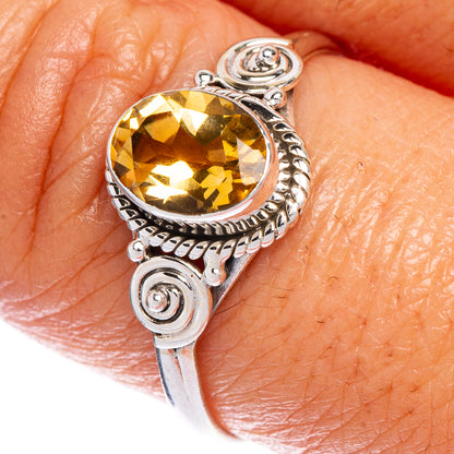 Faceted Citrine Dainty Ring Size 9.25 (925 Sterling Silver) R147196