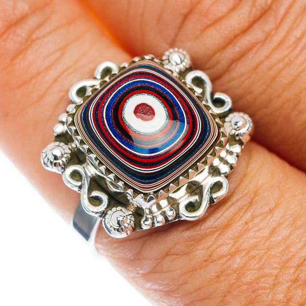 Premium Fordite Ring Size 9 (.925 Sterling Silver)
