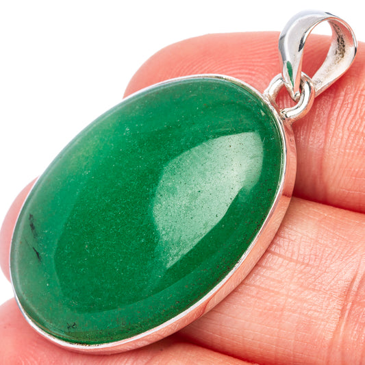 Green Chalcedony Pendant 1 5/8" (925 Sterling Silver) P42837