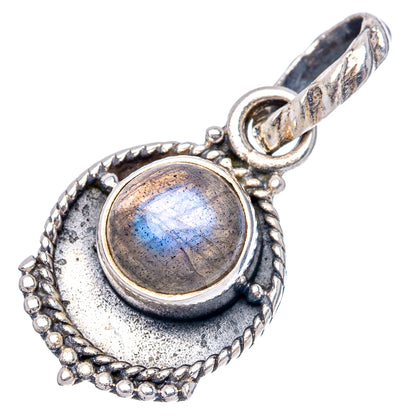 Dainty Labradorite Pendant 7/8" (.925 Sterling Silver)