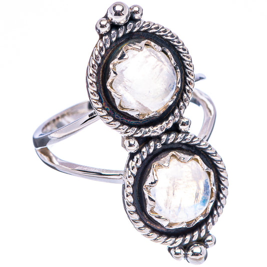 925 sterling silver moonstone ring with two oval stones, braided halos, split band