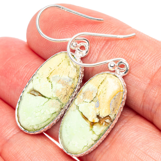 Lemon Chrysoprase 925 Sterling Silver Earrings 1 1/2" (925 Sterling Silver) E1943