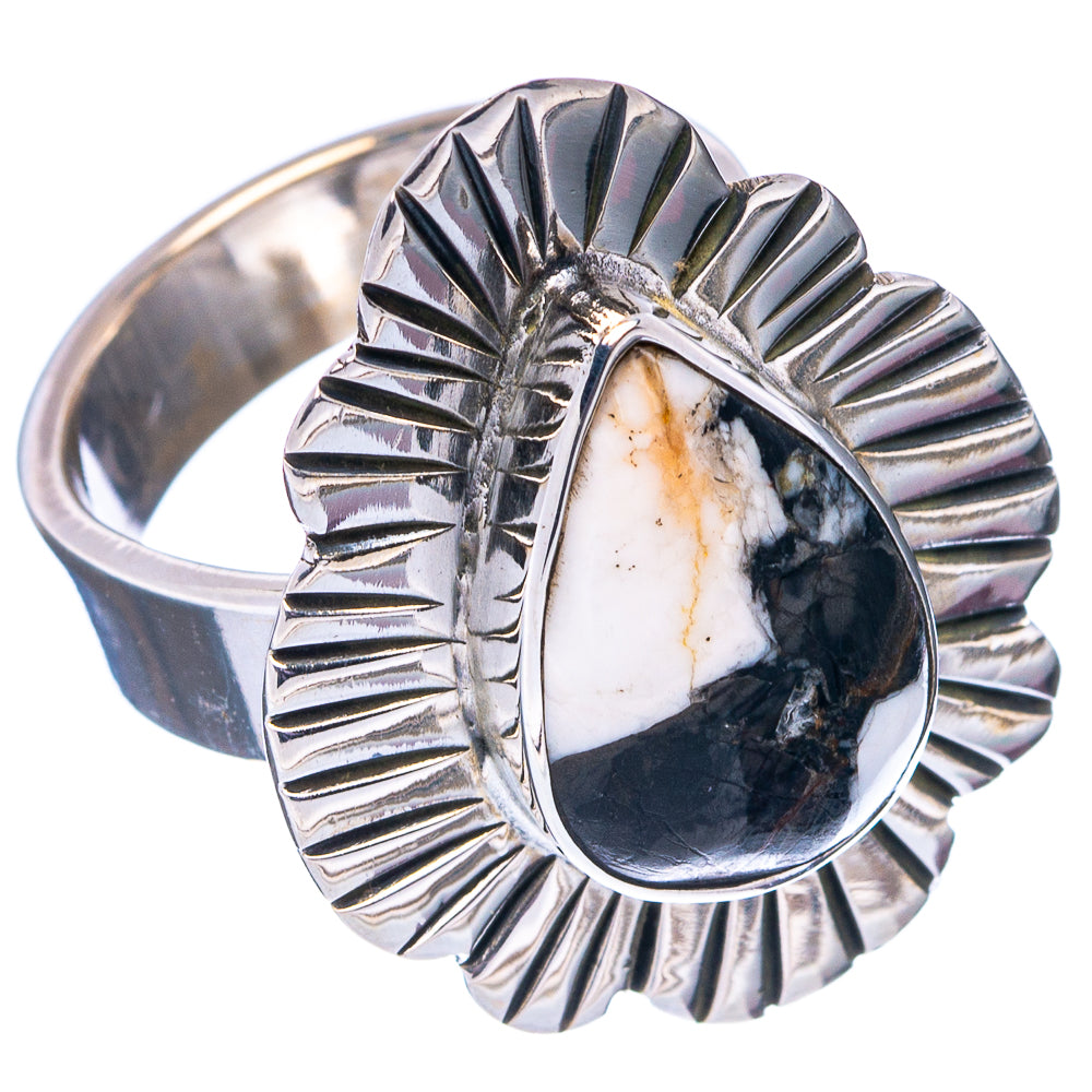 Exclusive White Buffalo Turquoise Ring Size 6 Adjustable (.925 Sterling Silver)