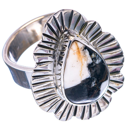 Exclusive White Buffalo Turquoise Ring Size 6 Adjustable (.925 Sterling Silver)