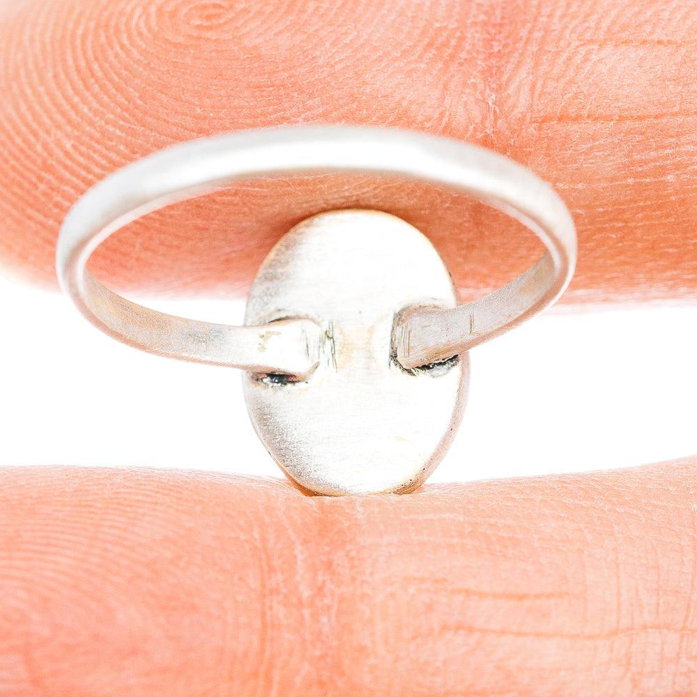 Sterling silver ring band with open back and setting underside detail