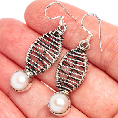 Cultured Pearl Earrings 1 5/8" (925 Sterling Silver) E433229