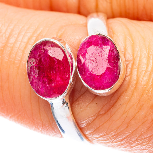 Red Sillimanite Dainty Ring Size 7 Adjustable (925 Sterling Silver) R5131