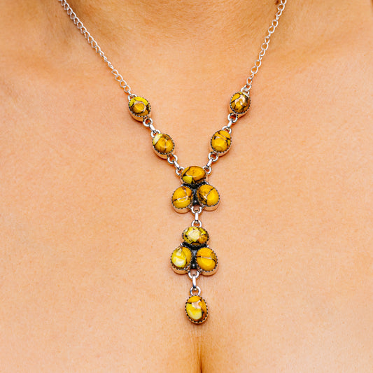 Honey Dahlia Turquoise Necklace 12 to 18" (.925 Sterling Silver)