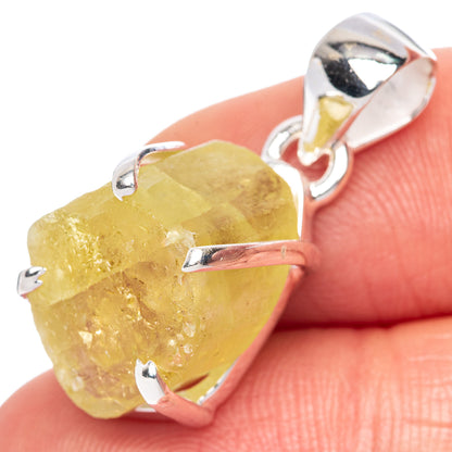Rare Hiddenite Pendant 1 1/8" (925 Sterling Silver) P41667