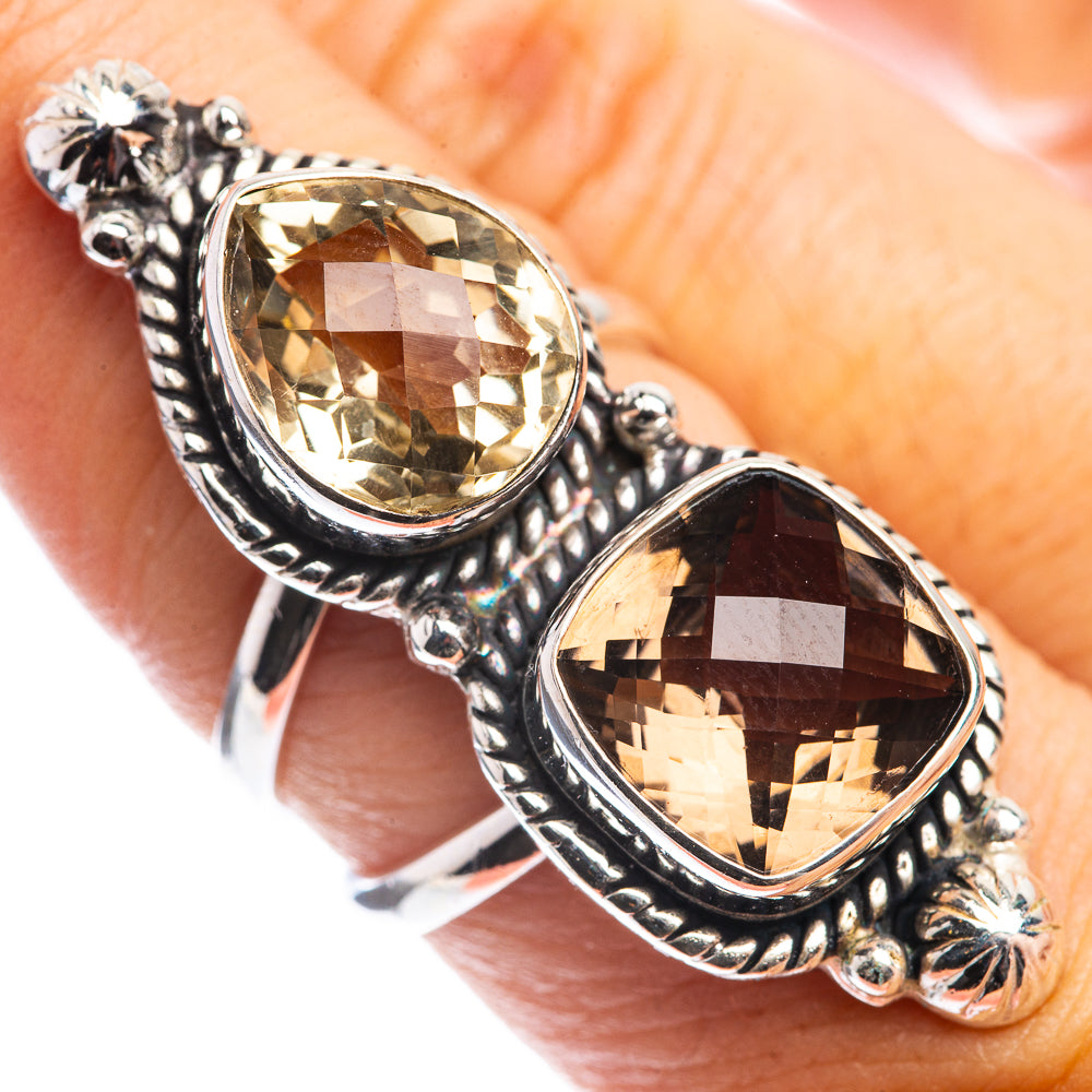 Large Smoky Quartz, Citrine Ring Size 7.25 (925 Sterling Silver) RING143342