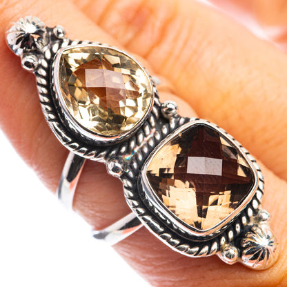 Large Smoky Quartz, Citrine Ring Size 7.25 (925 Sterling Silver) RING143342