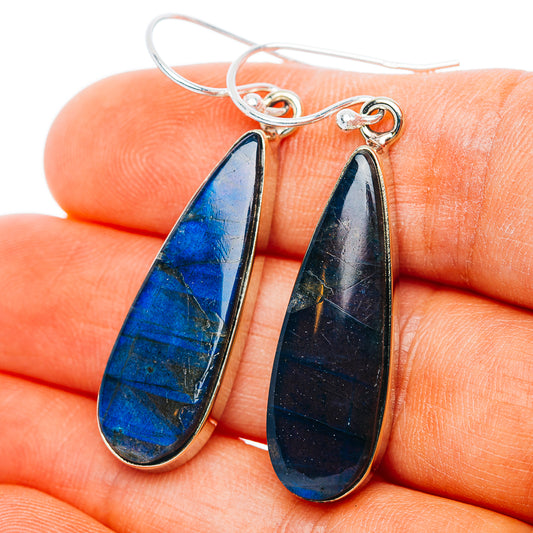 Labradorite Earrings 1 3/4" (German Silver)