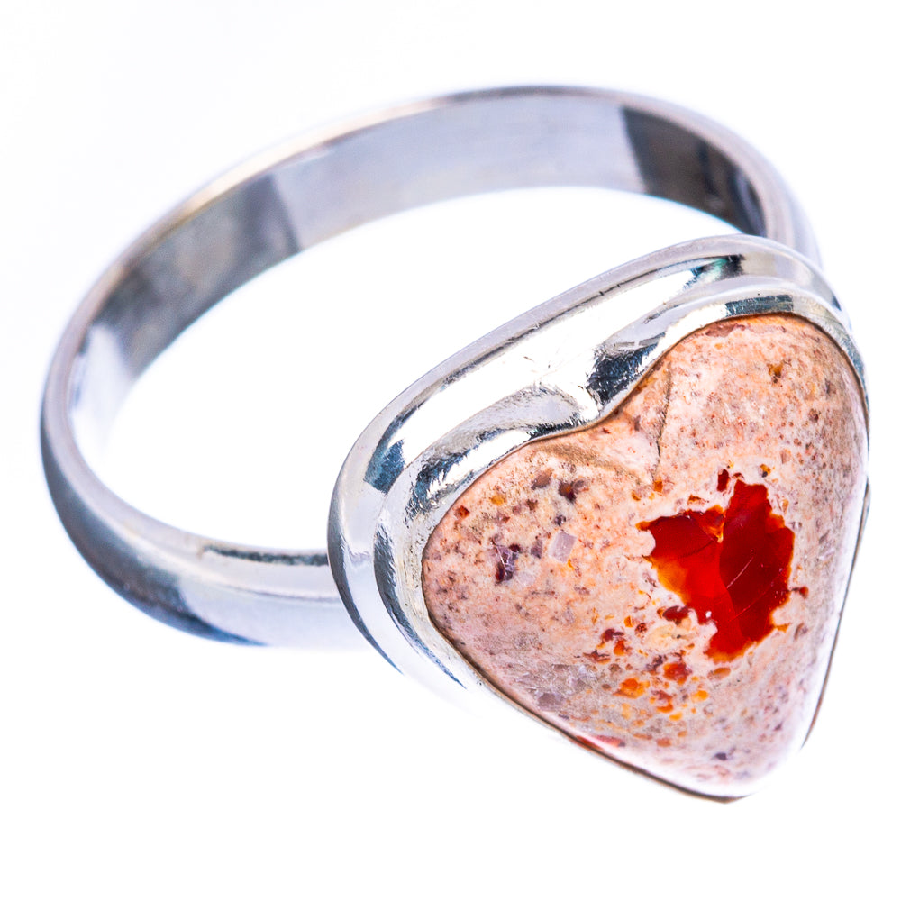 Mexican Fire Opal Heart Ring Size 8.5 (925 Sterling Silver) R2366