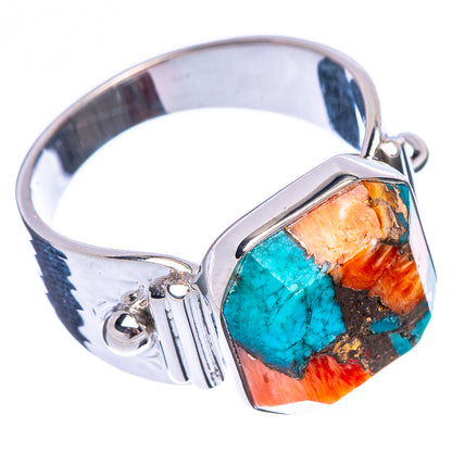 Premium Spiny Oyster Turquoise Ring Size 7.75 (925 Sterling Silver) R1826