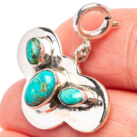 Sterling silver turquoise pendant with three oval stones and loop bail