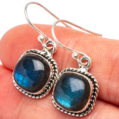 Labradorite Earrings 1 1/8" (.925 Sterling Silver)