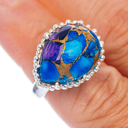 Exclusive Violet Blue Dahlia Mohave Turquoise Ring Size 6 (.925 Sterling Silver)