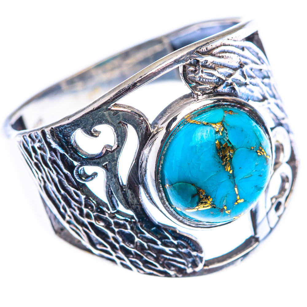 Blue Copper Composite Turquoise 925 Sterling Silver Ring Size 9 (925 Sterling Silver) RING140370