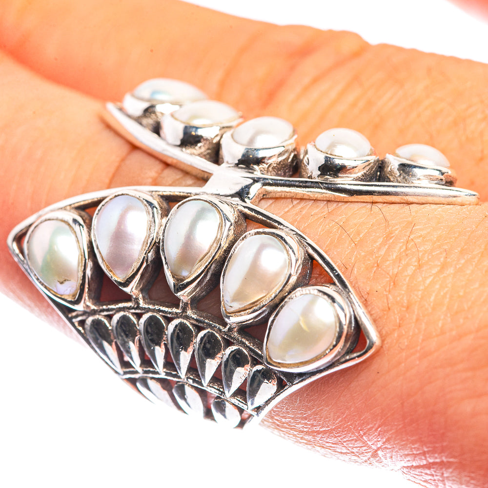 Large Cultured Pearl 925 Sterling Silver Ring Size 7.75