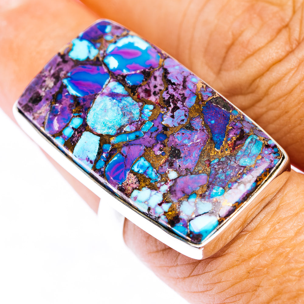 Purple Copper Turquoise Ring Size 8 Adjustable (.925 Sterling Silver)