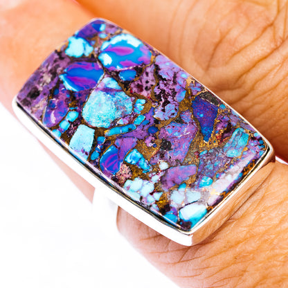 Purple Copper Turquoise Ring Size 8 Adjustable (.925 Sterling Silver)