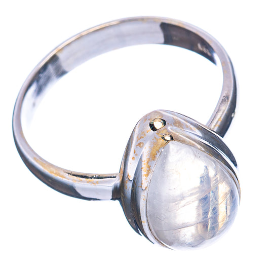 Sterling silver moonstone ring with oval cabochon, side view