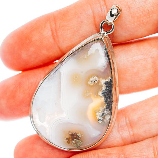 Java Moss Agate Pendant 2 1/8" (German Silver)