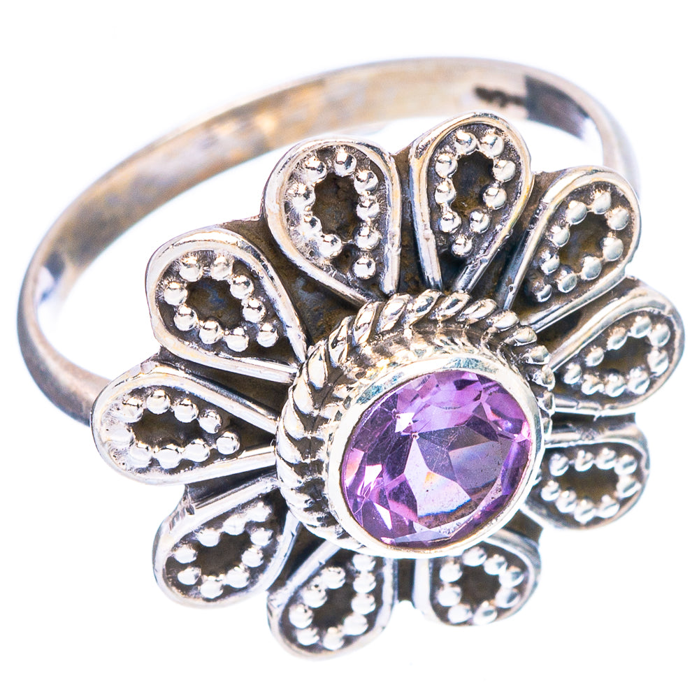 Faceted Amethyst Flower Dainty Ring Size 7 (925 Sterling Silver) R146999