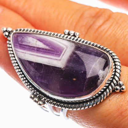Huge Chevron Amethyst Ring Size 7.25 (925 Sterling Silver) R142345