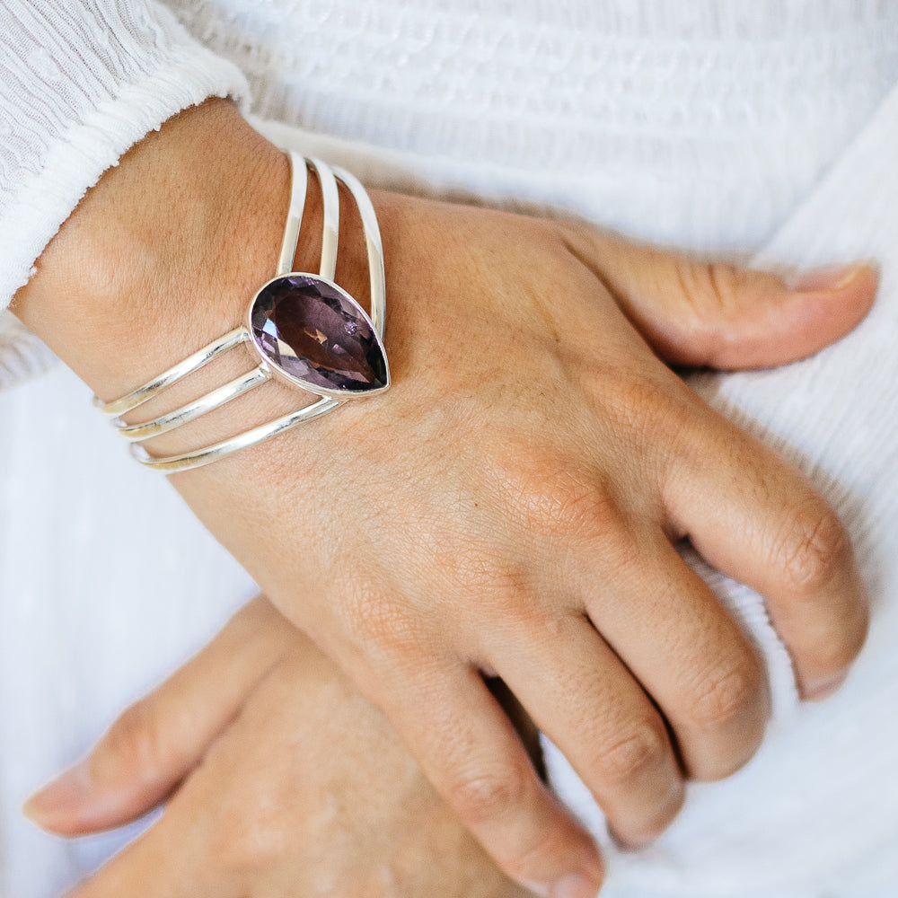 Amethyst Cuff Bracelet (925 Sterling Silver) BR90265