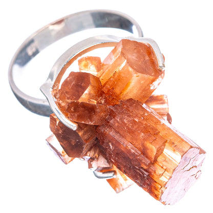 Orange Aragonite Ring Size 8 (.925 Sterling Silver)