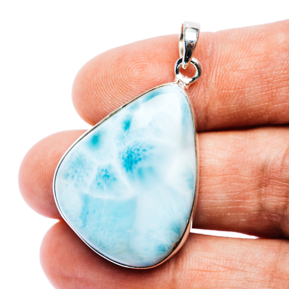 Larimar Pendant 1 5/8" (.925 Sterling Silver)