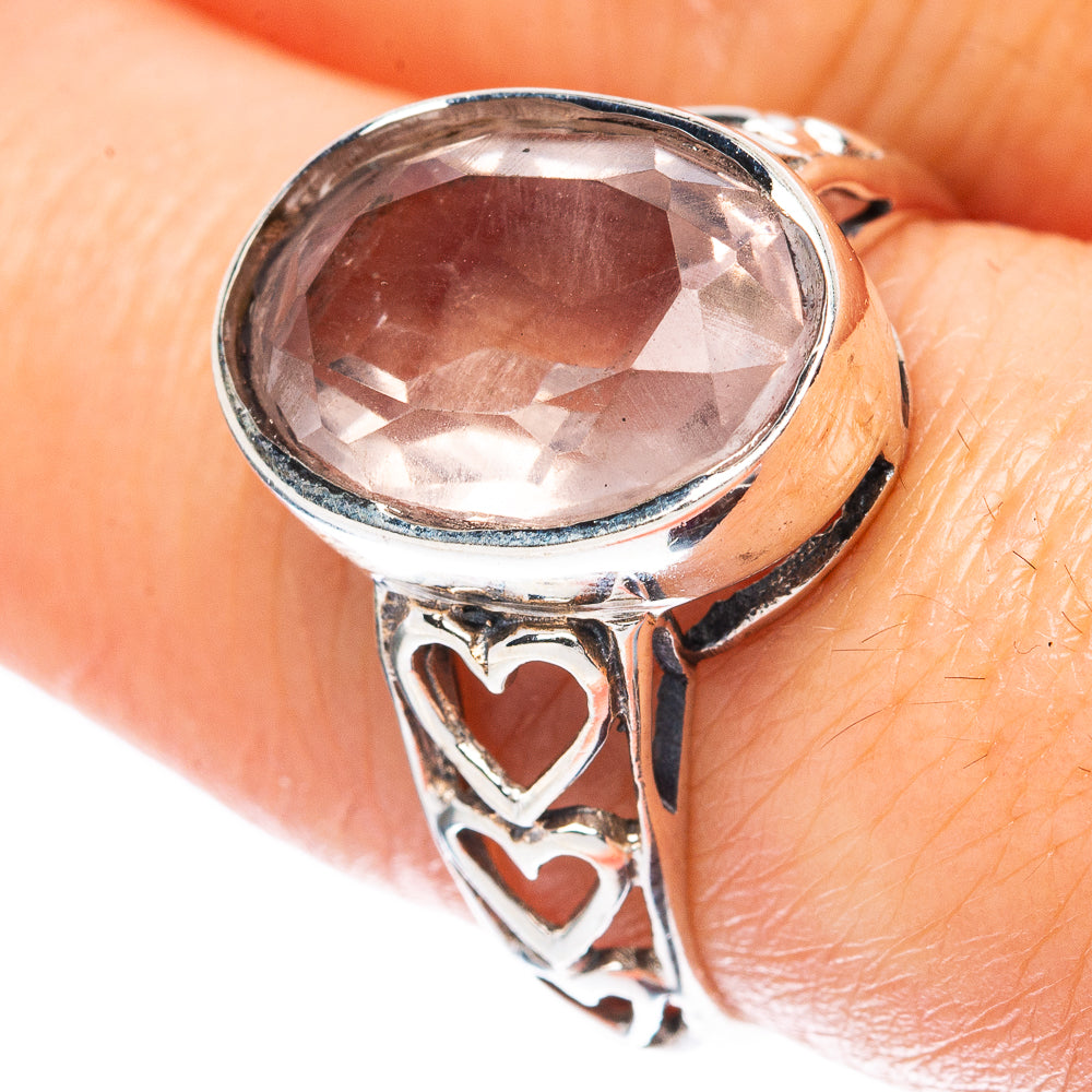 Rose Quartz Ring Size 8 (925 Sterling Silver) R3408