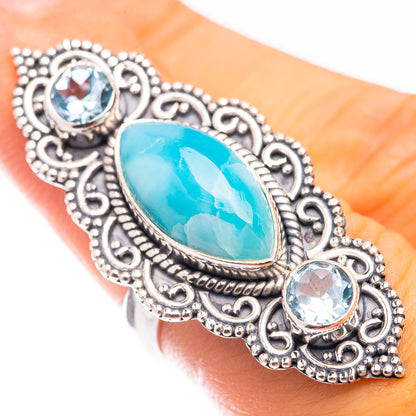 Large Larimar, Blue Topaz Ring Size 6 (925 Sterling Silver) R141363