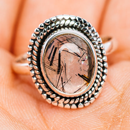 Tourmalinated Quartz Ring Size 7.5 (.925 Sterling Silver)