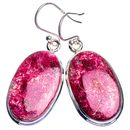 Thulite 925 Sterling Silver Earrings 1 5/8"