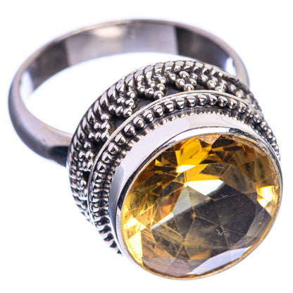 Faceted Citrine 925 Sterling Silver Ring Size 6.25