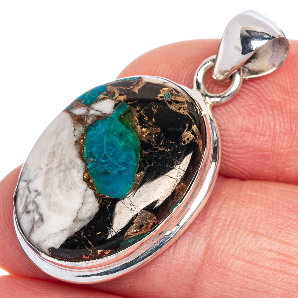 Howlite Chrysocolla Pendant 1 3/8" (925 Sterling Silver) P40729
