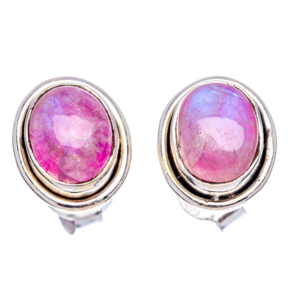 Pink Moonstone Earrings 3/8" (.925 Sterling Silver)